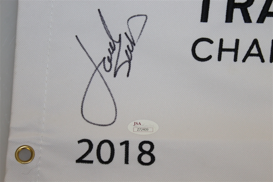 Jordan Spieth Signed 2018 Travelers Championship Embroidered Flag FULL JSA #Z72409