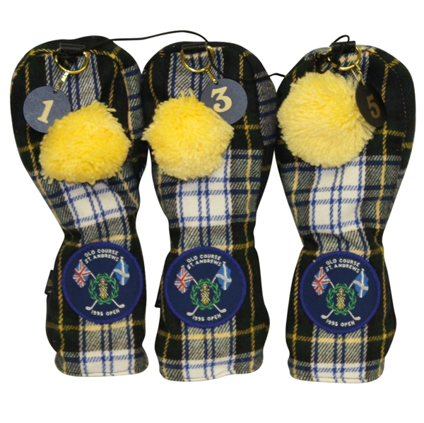 1995 Open Championship at Old Course St. Andrews Set of Three Tartan Head Covers