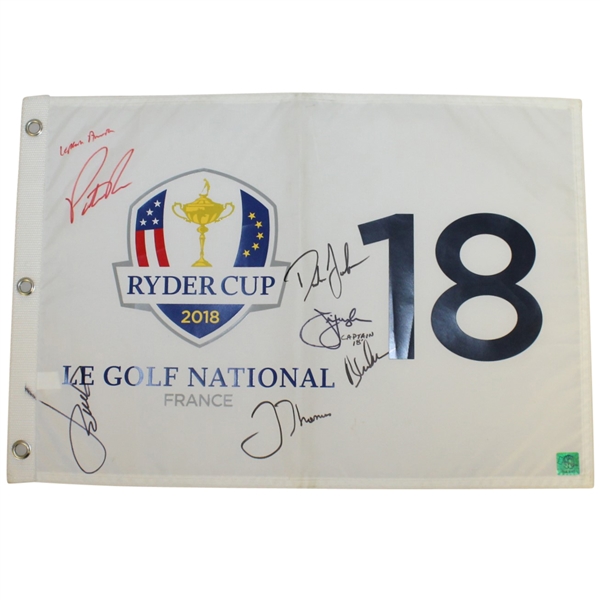 Multi-Signed Team USA Signed 2018 Ryder Cup Le Golf National Flag JSA ALOA