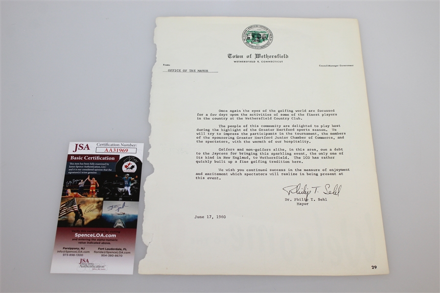Art Wall Jr. & Jack Burke Signed Scorecard/Page JSA #AA31969