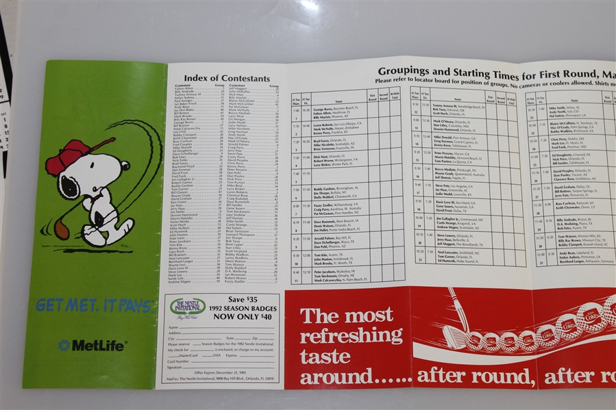 Arnold Palmer Signed 1991 Nestle Invitational Pairing Guide JSA ALOA