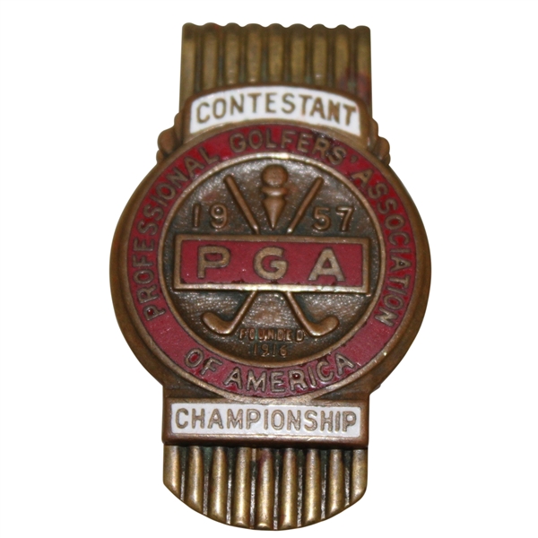 1957 PGA Championship Contestant Player Money Clip Badge - Lionel Herbert Winner