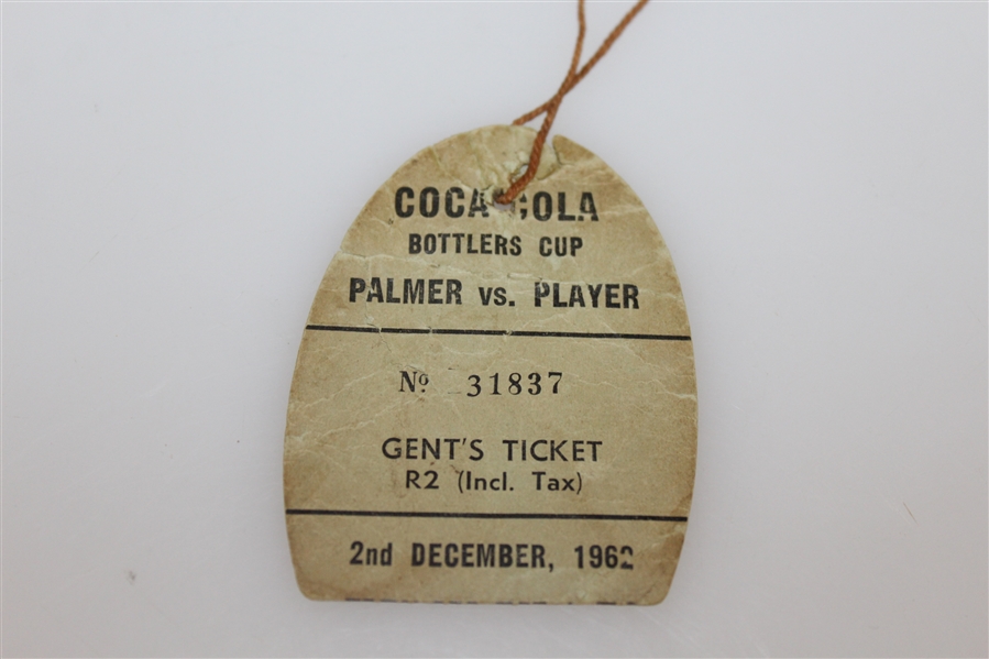 1962 Coca Cola Bottler Cup Arnold Palmer/Gary Player Ticket (Seldom Seen)