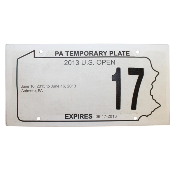 2013 US Open Player Car License Plate