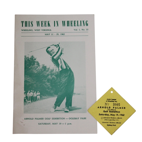1962 Wheeling Ogle Bay Park Arnold Palmer Exhibition Program w/ Ticket