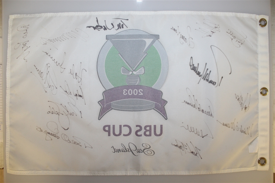 2003 UBS Cup Flag Signed By Arnold Palmer, Tom Watson, & Others JSA AOLA