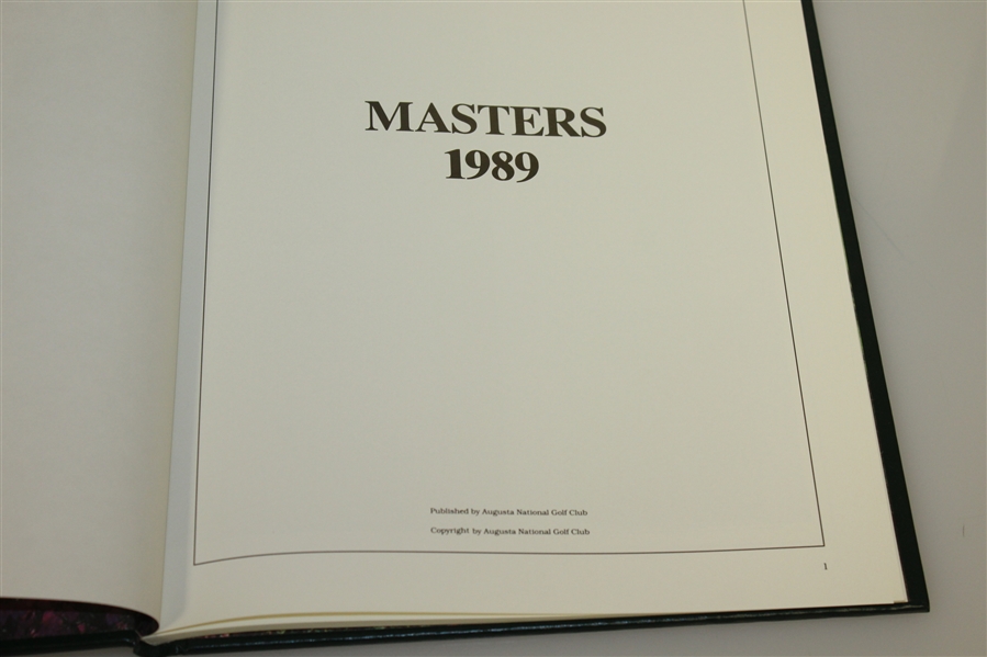 1989 Masters Tournament Annual Book - Nick Faldo Winner