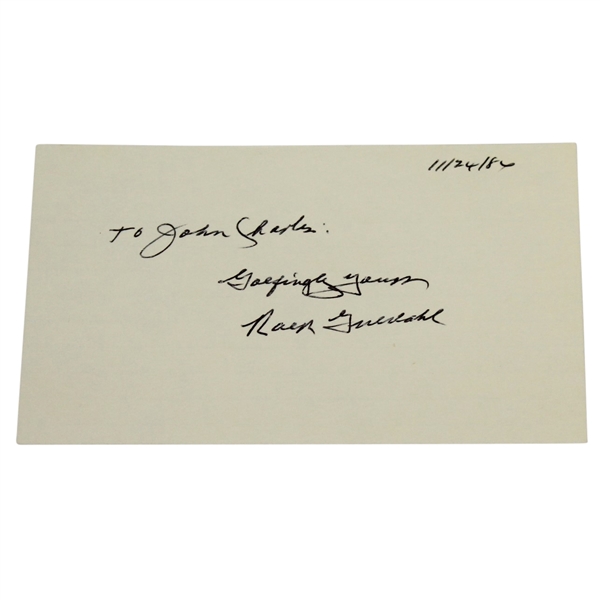 Ralph Guldahl Signed Index Card-Masters Champ 1939, US Open 1937 & '38 JSA ALOA