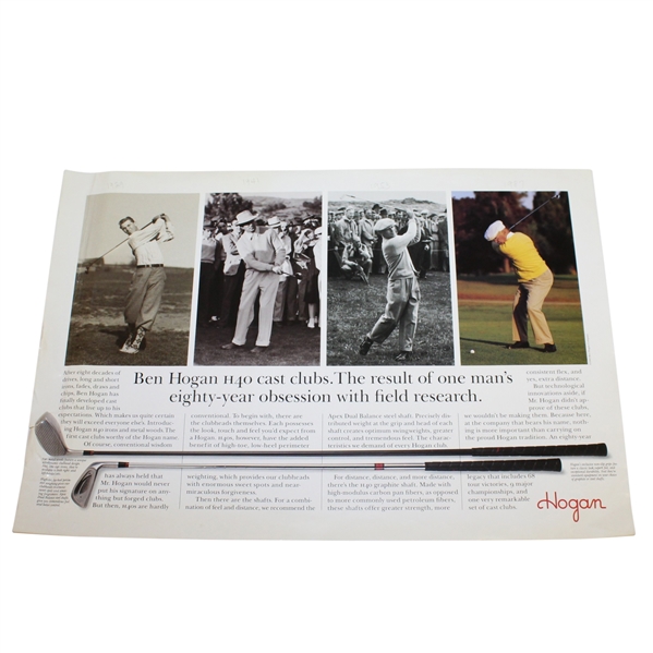 Two Ben Hogan Company Advertisements - H40 Cast Clubs and 90+ Golf Balls