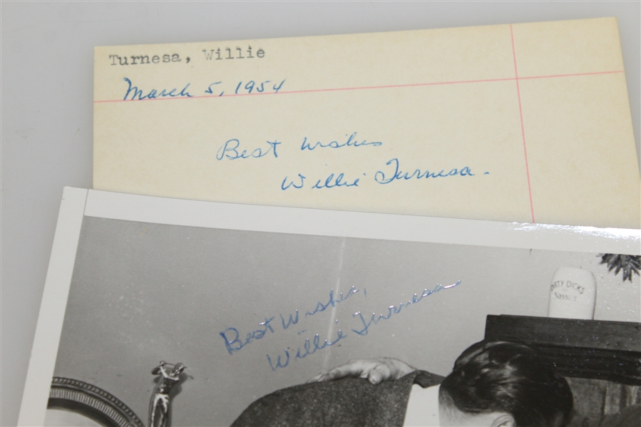Willie Turnesa Signed Wire Photo After 1938 US Amateur & Signed Index Card JSA AOLA