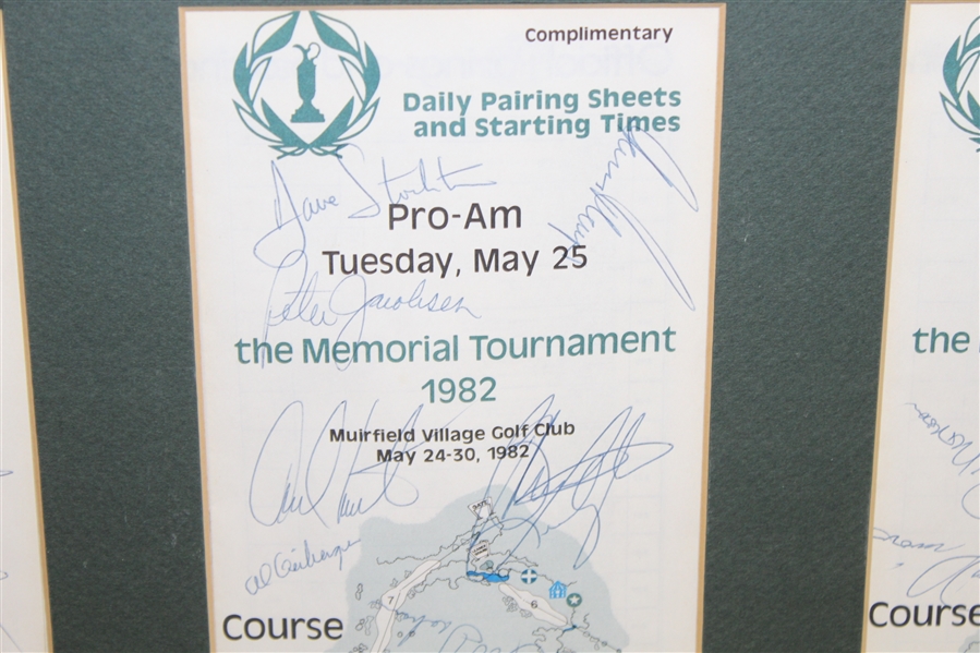 3 Multi-Signed & Matted 1982 Memorial Pairing Sheets - Gene Sarazen, Tom Watson, Gary Player, George Archer JSA AOLA