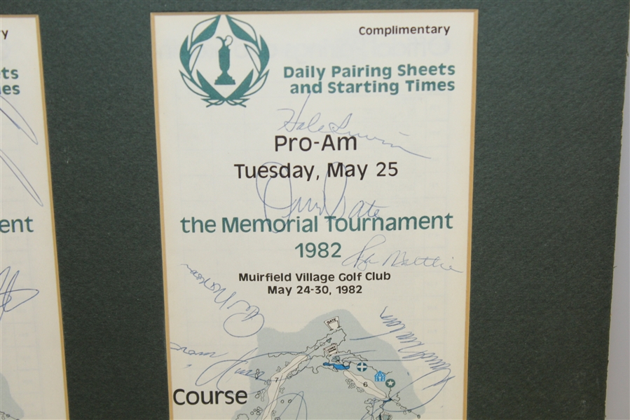 3 Multi-Signed & Matted 1982 Memorial Pairing Sheets - Gene Sarazen, Tom Watson, Gary Player, George Archer JSA AOLA