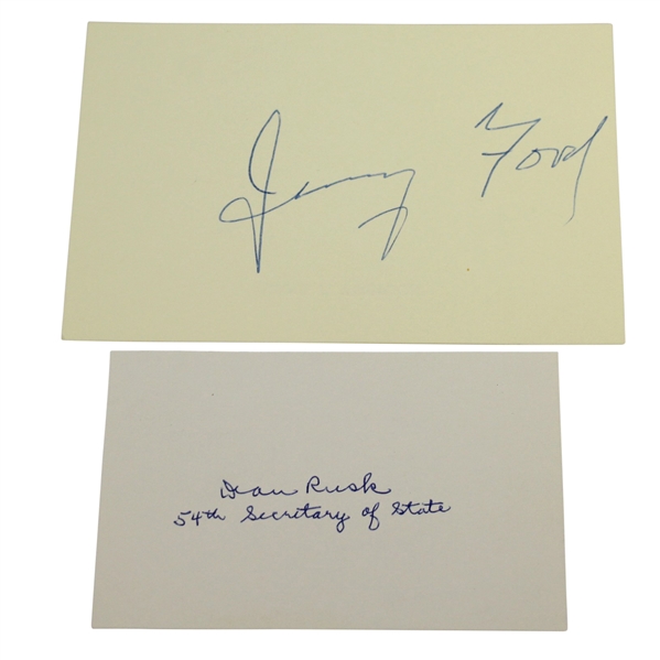 President Jerry Ford Signed Card & Dean Rusk Signed Card JSA AOLA
