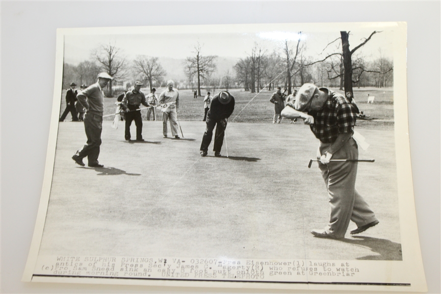 2 UPI Wire Photos Of President Eisenhower Playing Golf