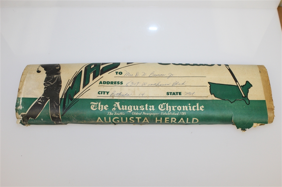 1960 Augusta Chronicle Masters Edition Newspaper - Palmer Win - Deane Beman Collection