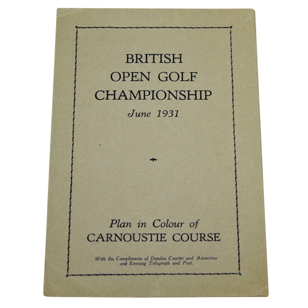 1931 British Open Golf Championship Plan in Colour of Carnoustie Course Pamphlet