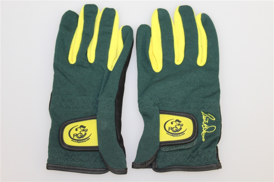 Butch Harmon Signed 'Right Grip' Green/Yellow Golf Gloves JSA ALOA