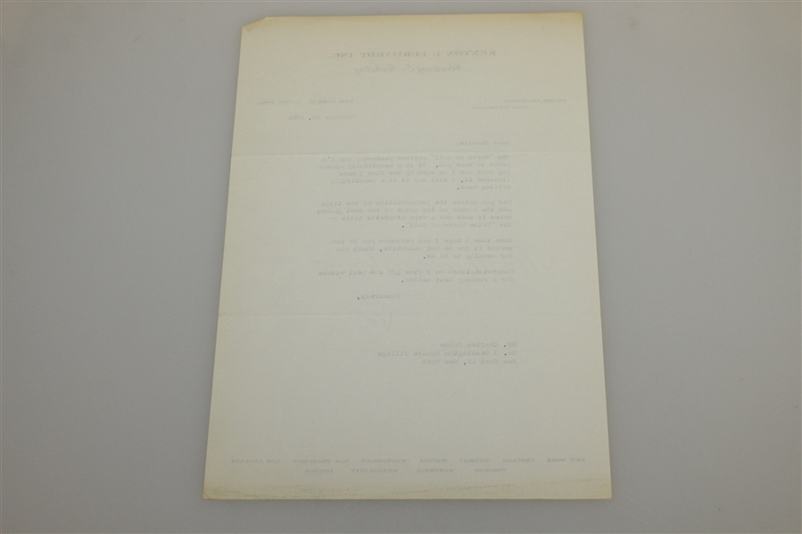 Victor Armstrong Signed Two Letters to Charles Price JSA ALOA