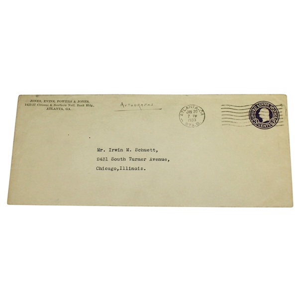 1933 Envelope From Bobby Jones Law Firm