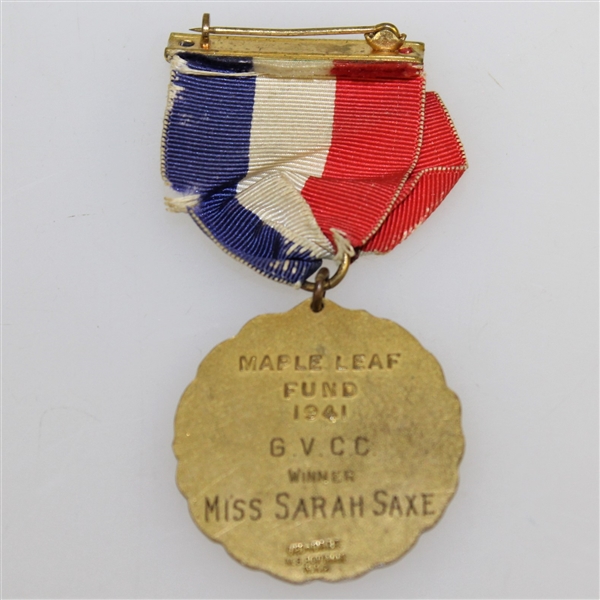 1941 Empire Day Golf Tournament at G.V.C.C. 10k Gold Filled Medal Won by Sarah Saxe