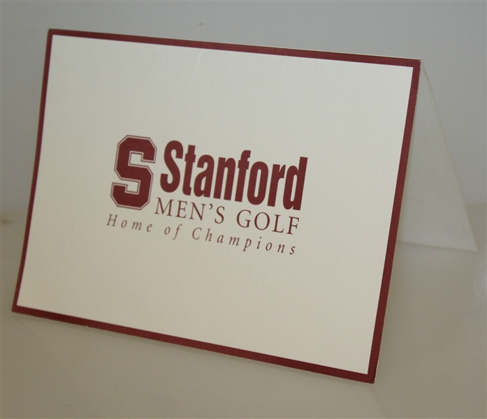 Tiger Woods Signed Stanford Men's Golf 'Home of Champions' Card JSA ALOA