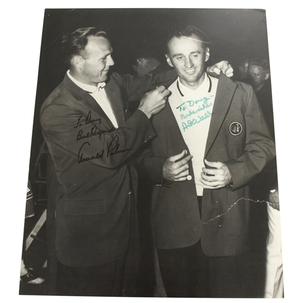 Arnold Palmer & Art Wall Signed Matted Green Jacket Photo to Doug Sanders PSA/DNA #AG01103