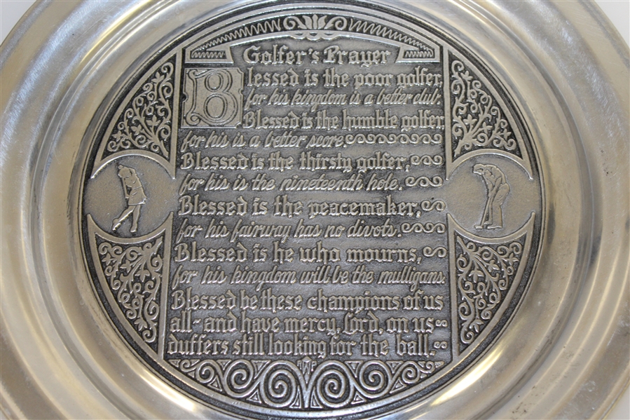 Classic 'Golfers Prayer' Engraved Wilton Pewter Plate 