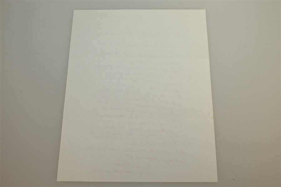 Herman Keiser Signed & Handwritten Response Letter Claiming Bobby Locke Best Player-'47 Masters Content- JSA ALOA