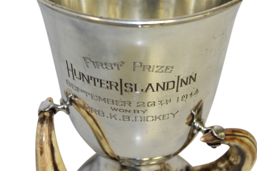 1914 Hunter Island First Prize Trophy Won by Mrs. K.B. Dickey - Bone Tusk Handles