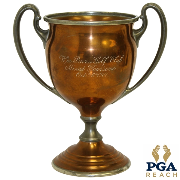 1907 Wee Burn Golf Club Mixed Foursome Reed & Barton Copper Plate Pewter Loving Cup Trophy