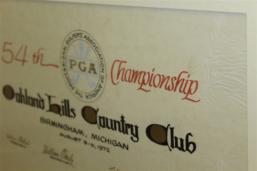 1972 54th PGA Championship at Oakland Hills Hand Signed Player Registration List- 118 Autographs- JSA ALOA