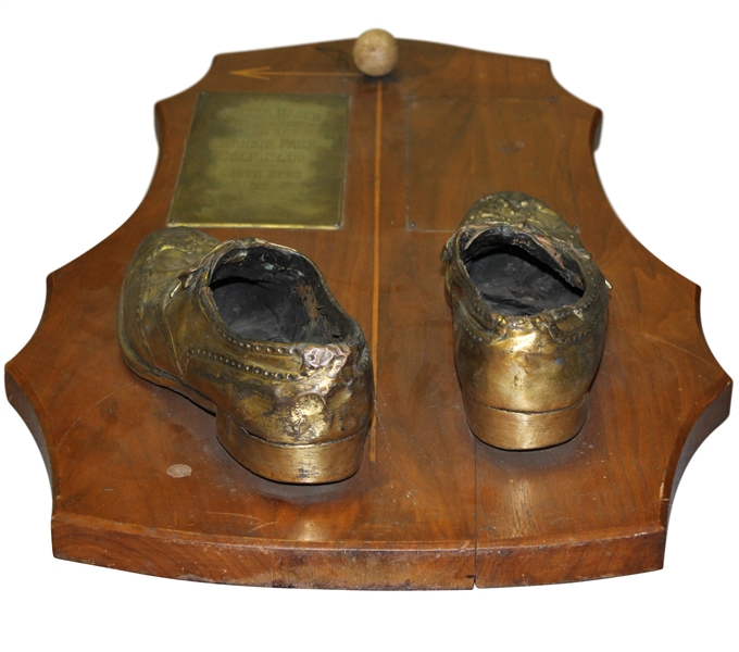 Walter Hagen Trophy Erskine Park Golf Club, South Bend, IN-Plaque with Bronzed Shoes & Ball-Probst Collection