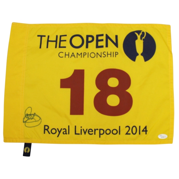 Rory McIlroy Signed 2014 Open at Royal Liverpool Flag JSA #M57165