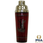 Red Glass Sterling Silver Golfer Etched Cocktail Shaker with Cover