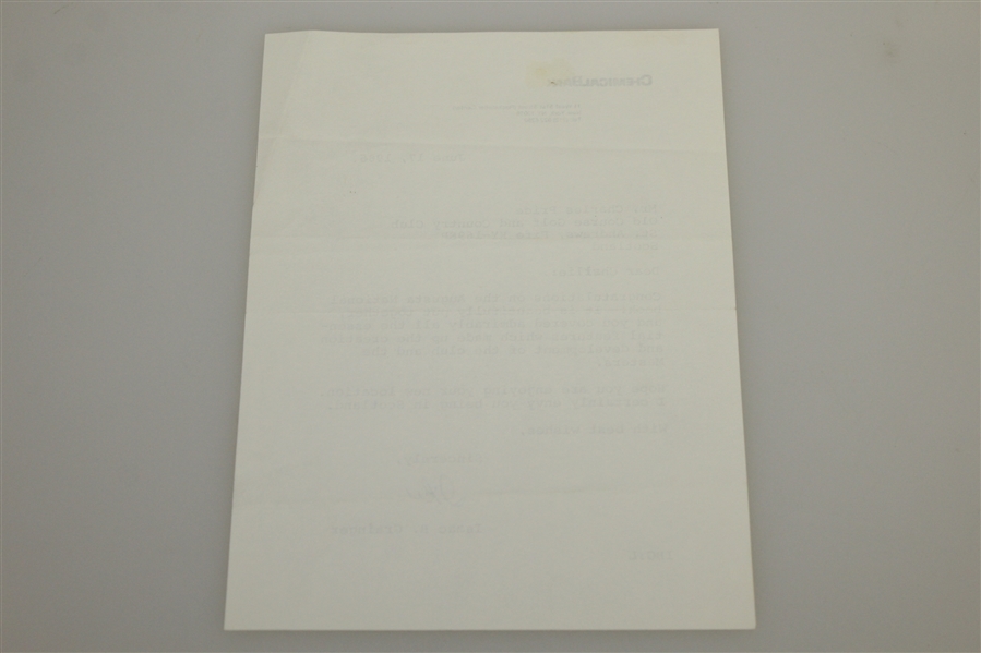 Isaac B. Grainger Signed Letter to Charles Price - June 17, 1986 JSA ALOA