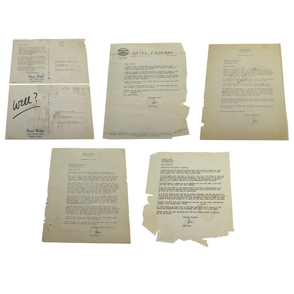 Paul Hahn Signed Five Letters/Postcards to Charles Price - 1950's JSA ALOA 
