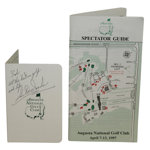 Tiger's Father Earl Woods Signed Augusta National Scorecard & 1997 Spec Guide JSA ALOA