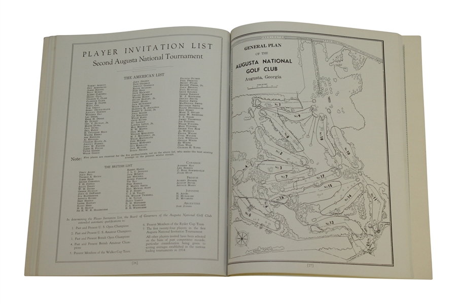 1935 Augusta National 2nd Annual Invitation (Masters) Tournament Program - Excellent Condition!
