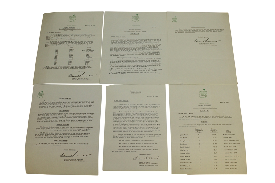 1951 Masters Lot - Records Booklet, Records Sheet, Pamphlet, & Misc. Correspondence
