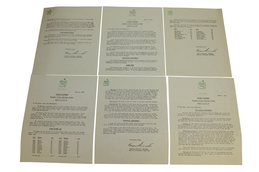 1955 Masters Tournament Items - Records Booklet, Records Pamphlet, Pamphlet, & Misc Correspondence