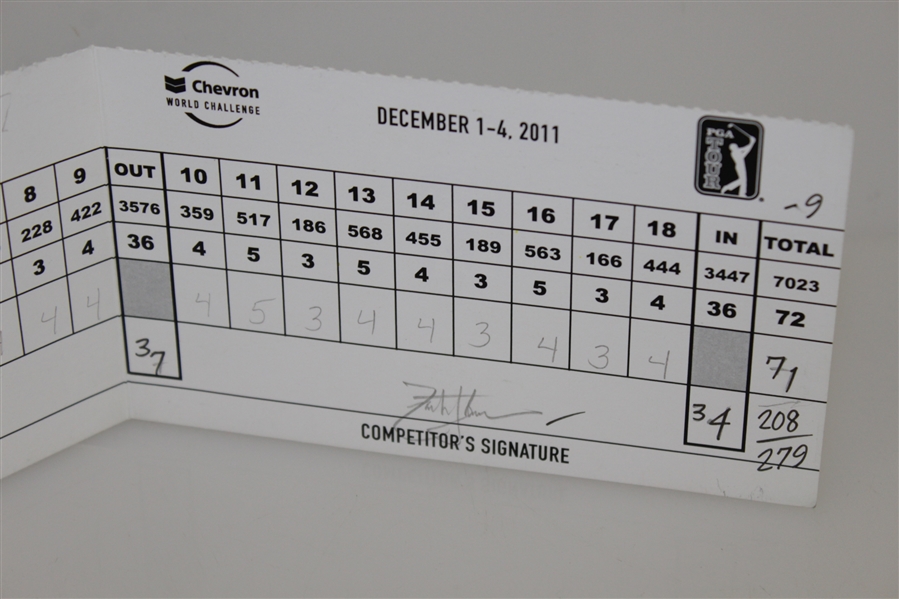 Tiger Woods Signed Sunday Scorecard from 2011 Chevron World Challenge Win! JSA ALOA