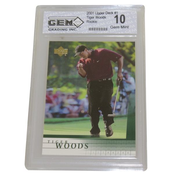 Tiger Woods 2001 Upper Deck #1 'Rookie Card' with GEM COA Grading 10 - Gem Mint