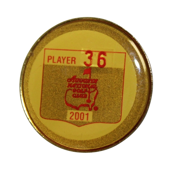 2001 Masters Tournament Player Contestant Badge #36 - Tiger Woods Winner!