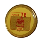 2001 Masters Tournament Player Contestant Badge #36 - Tiger Woods Winner!