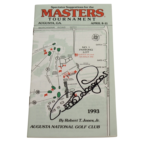 Bernhard Langer Signed 1993 Masters Tournament Spectator Guide JSA ALOA