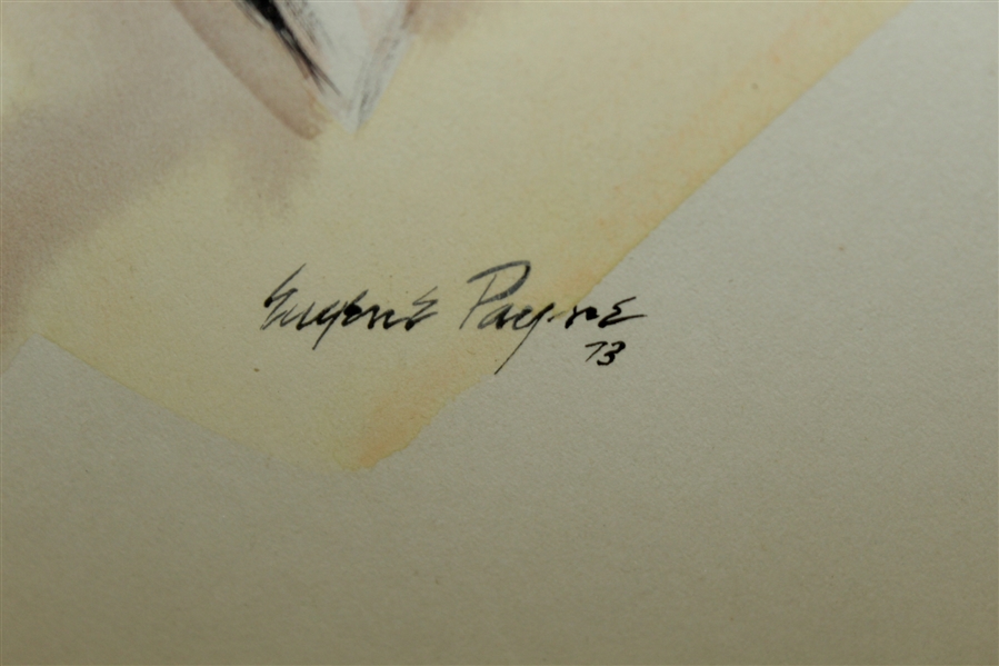 Sam Snead Ink & Pastel Portrait Signed by Artist Eugene Payne Circa 1973 - Framed