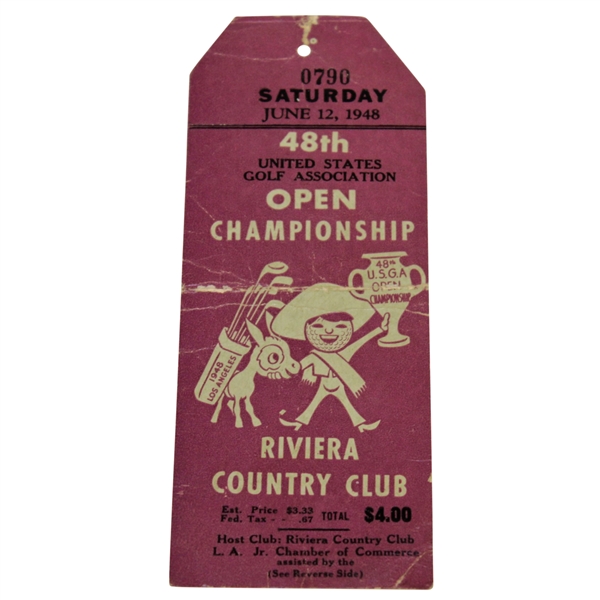 1948 US Open at Riviera CC Final Rd Ticket #0790 - Ben Hogan 1st US Open 
