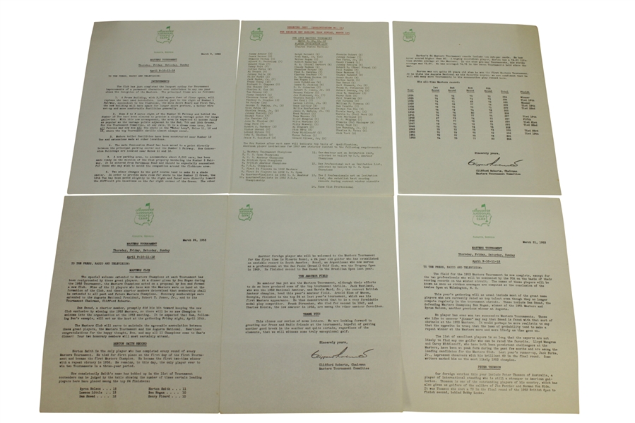 1953 Masters Lot - Records Booklet & Misc. Correspondence