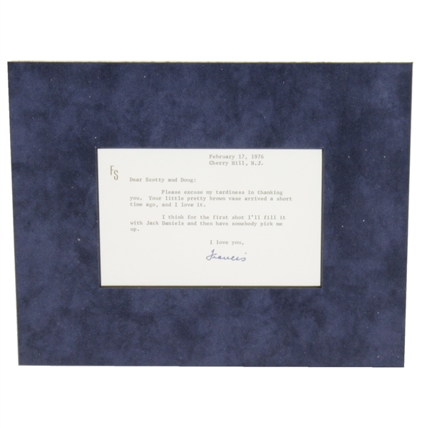 Frank Sinatra Signed February 17, 1976 Note to Doug Sanders & Scotty JSA ALOA