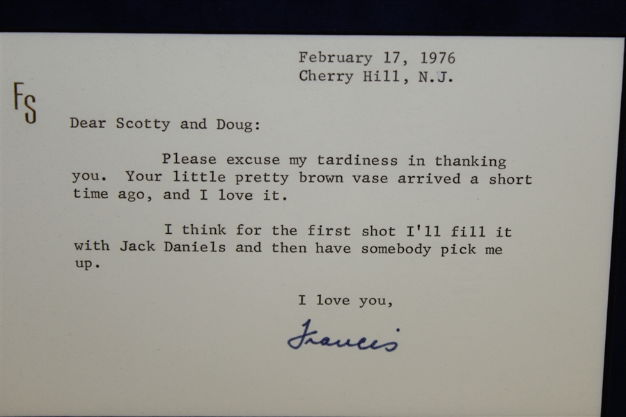 Frank Sinatra Signed February 17, 1976 Note to Doug Sanders & Scotty JSA ALOA